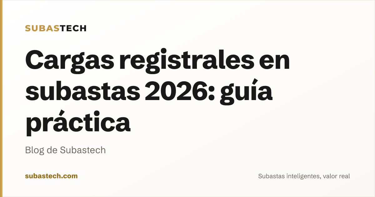 Portada del artículo: Cargas registrales en subastas 2026: guía práctica